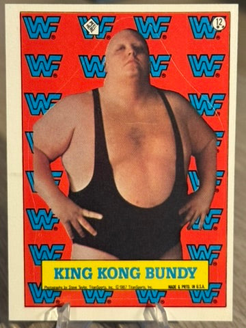 King Kong Bundy 1987 "Sticker Card" #12 WWF Topps 1987