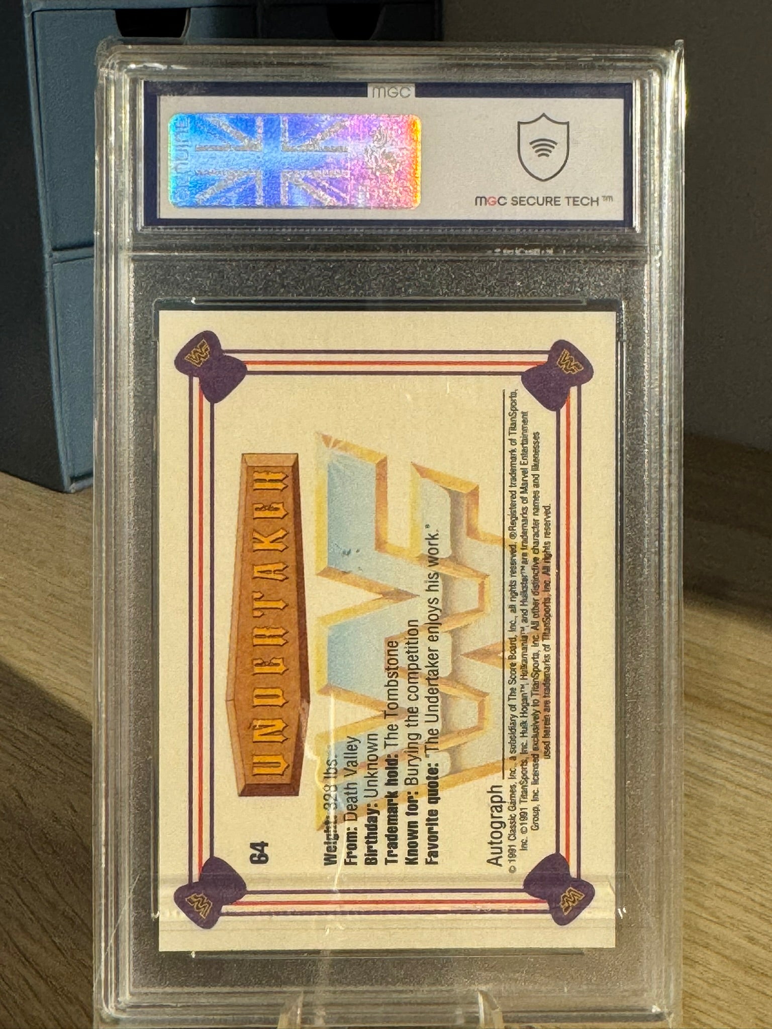 Undertaker 1991 #64 - MGC Grade 9 - Rookie Card - 1991 WWF Classic Games #64