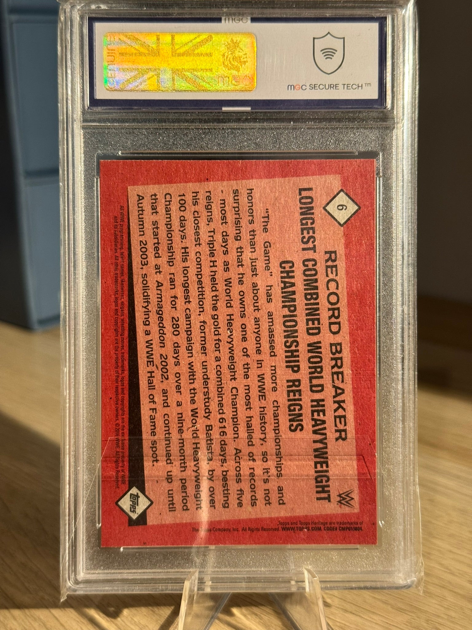 Triple H 2016 "Record Breaker" MGC Grade 10 - Topps Heritage 2016 #6