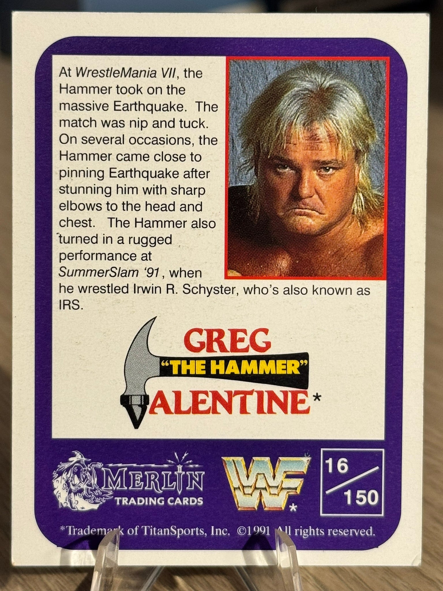 Greg Valentine 1991 WWF Merlin #16