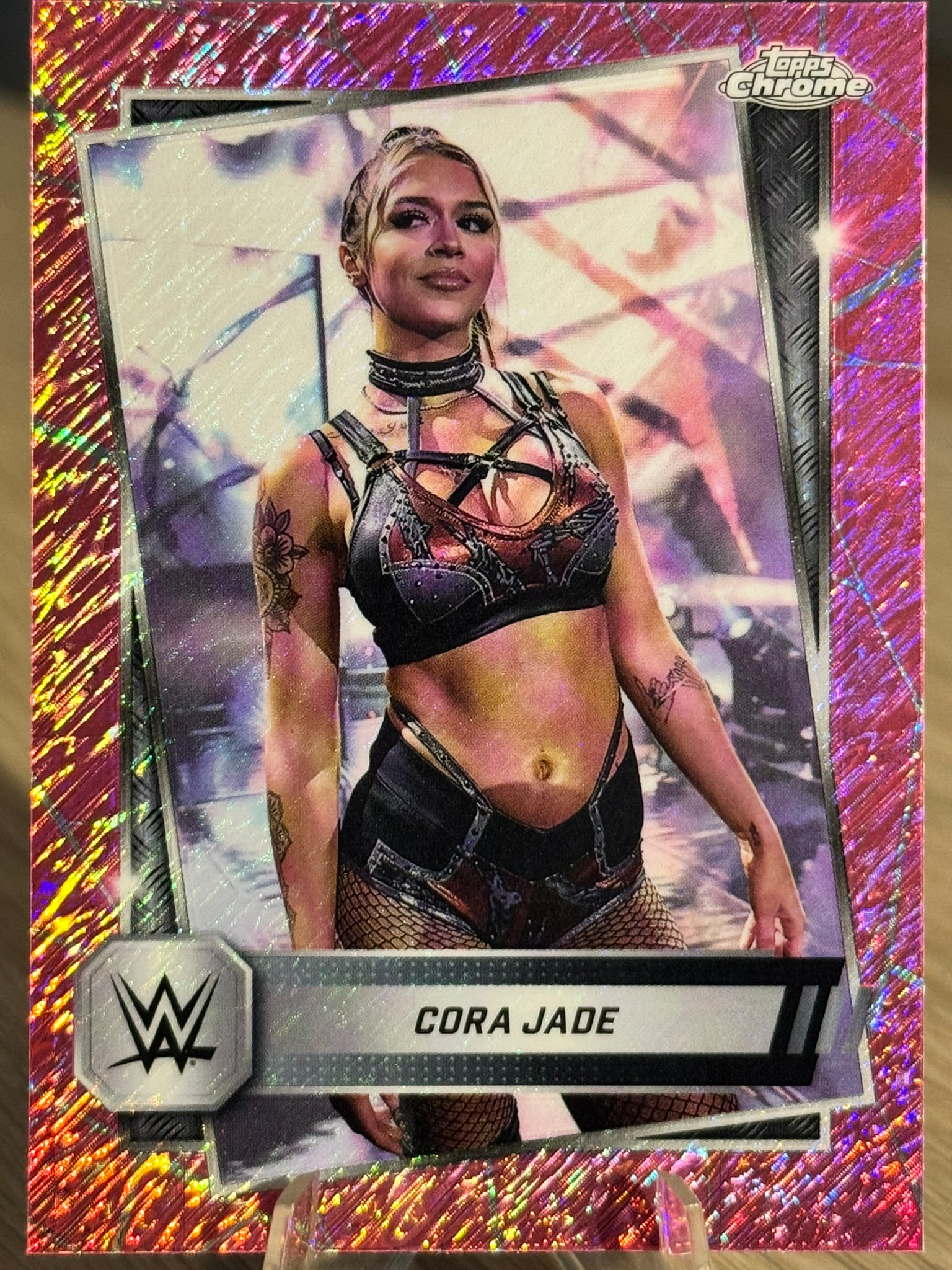 Cora Jade 2025 "Pink Shimmer Refractor" WWE Topps Chrome 2025 #136