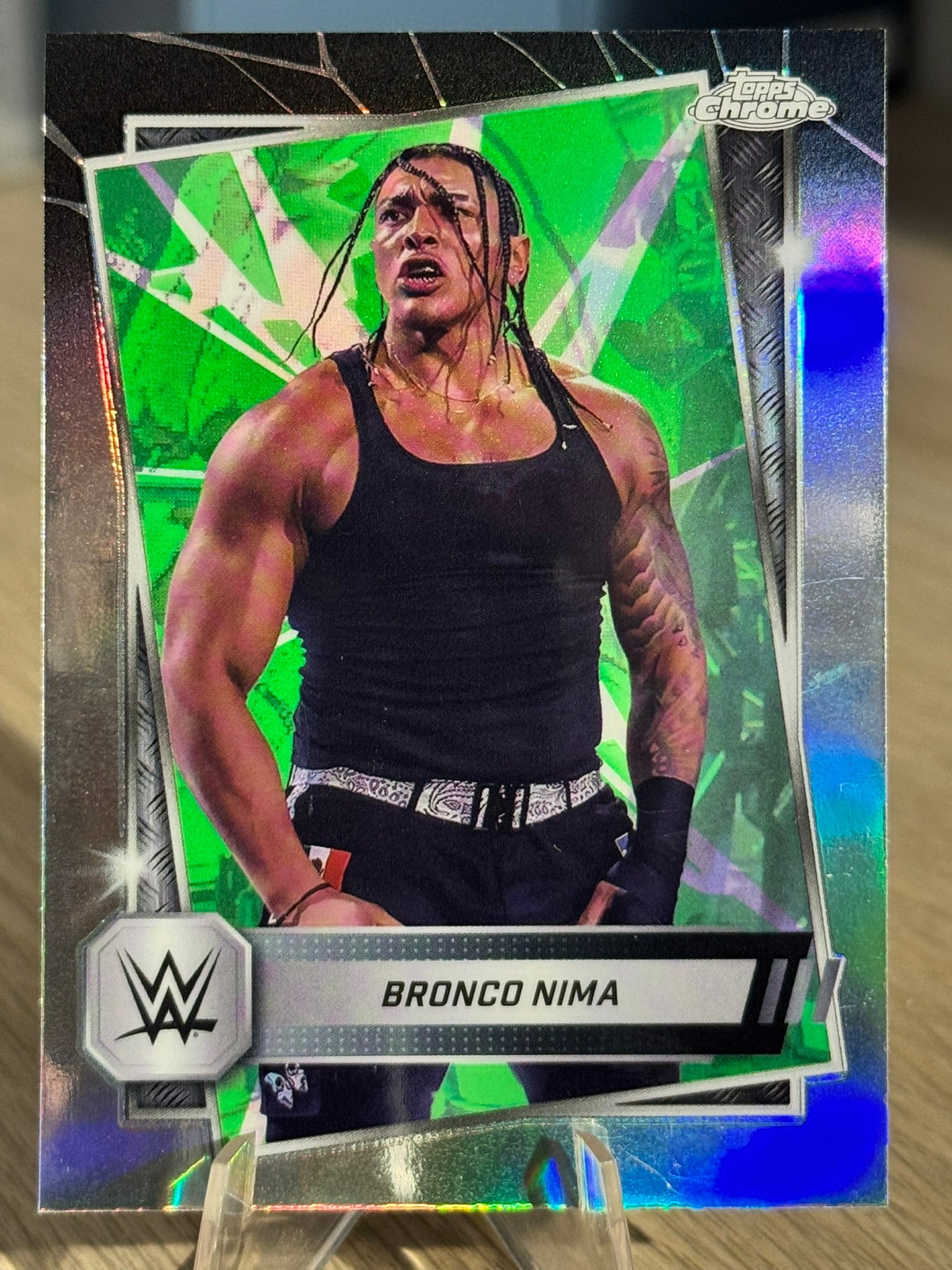Bronco Nima 2025 "Neon Green and Black Refractor" WWE Topps Chrome 2025 #159