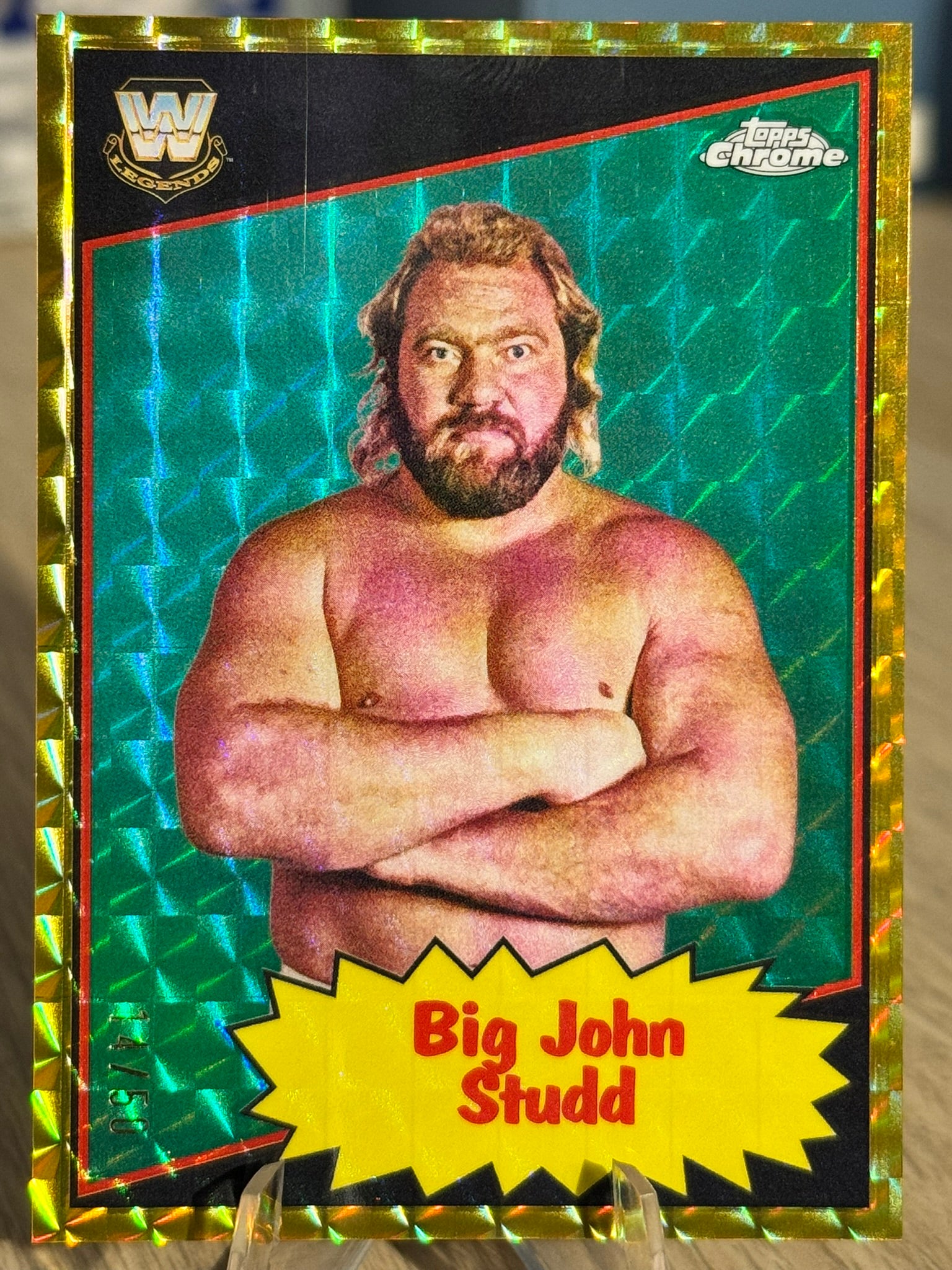 Big John Studd 2025 "Gold Geometric Refractor" /50 WWE Topps Chrome 2025 85TL-BJ