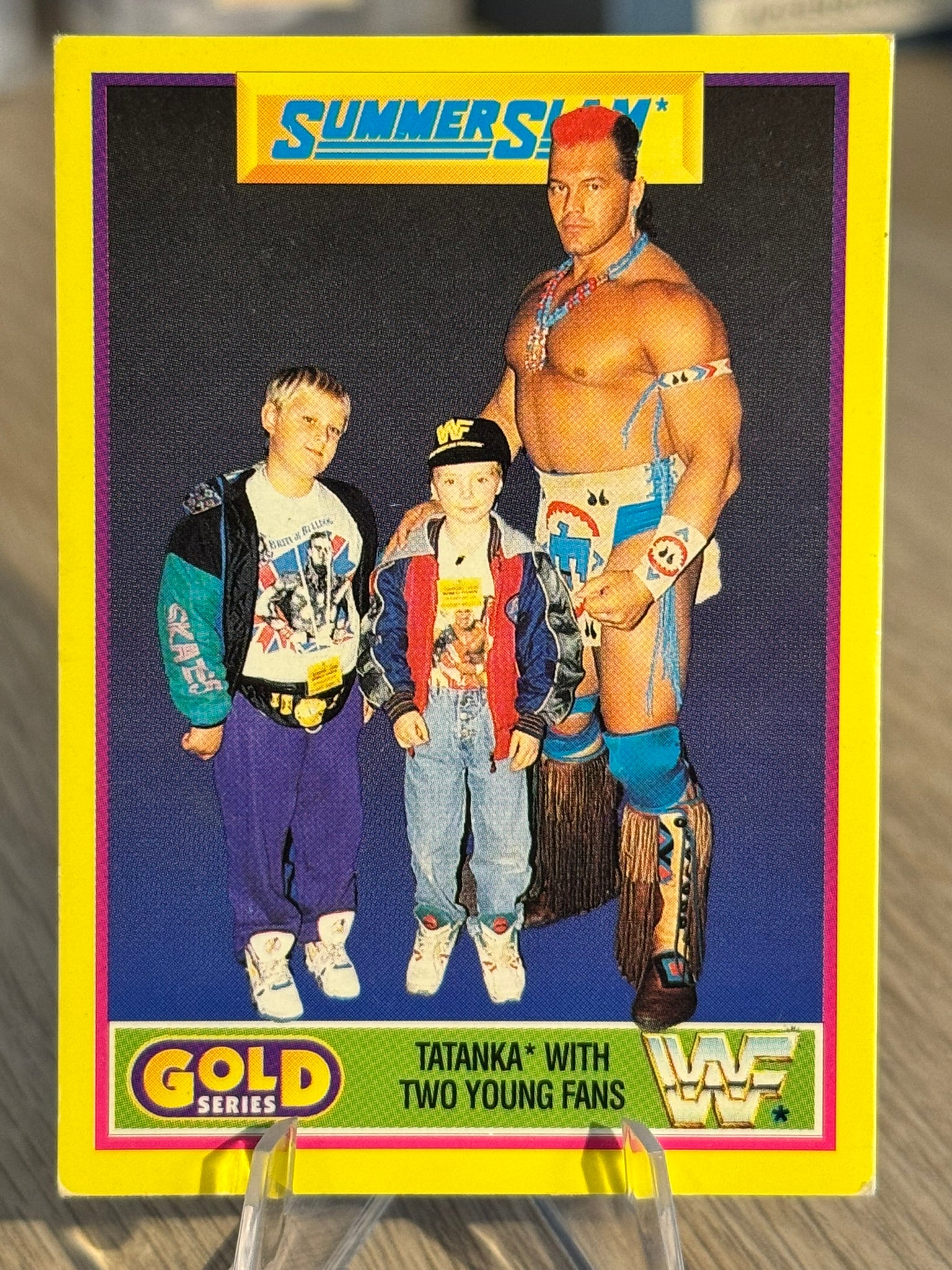 Tatanka with Two Young Fans WWE 1992 Gold Series 2 #1